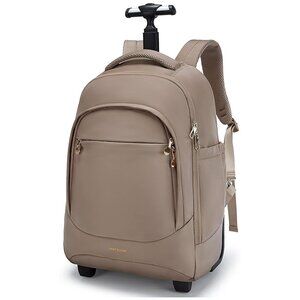 LIGHT FLIGHT Rolling Travel Backpack, Water-Resistant Travel Laptop , Champagne